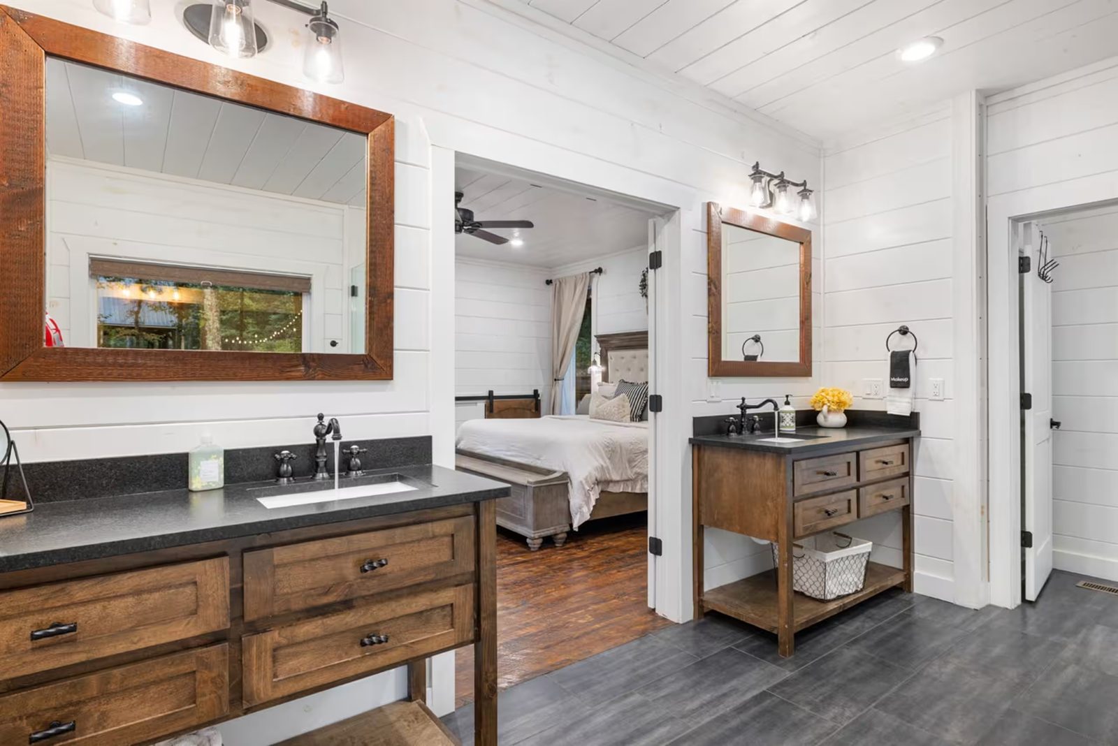 Primary bath with a double vanity.